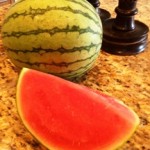 Whole and cut watermelon